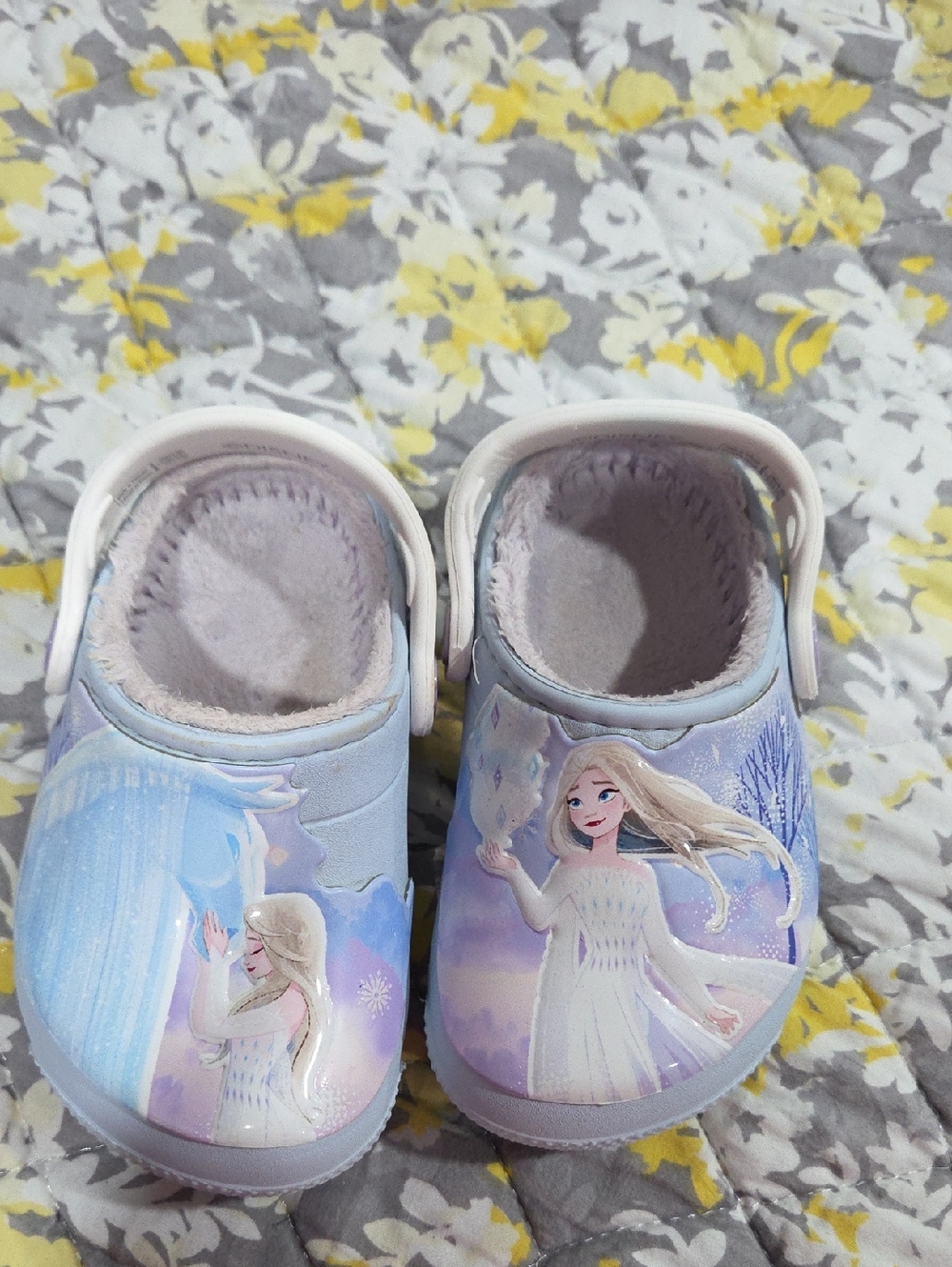 CROCS Kids Frozen Elsa Light Purple and White Slip-On Clogs